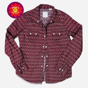 Roper Kids L Red Patterned Pearl snap Button-Down Shirt